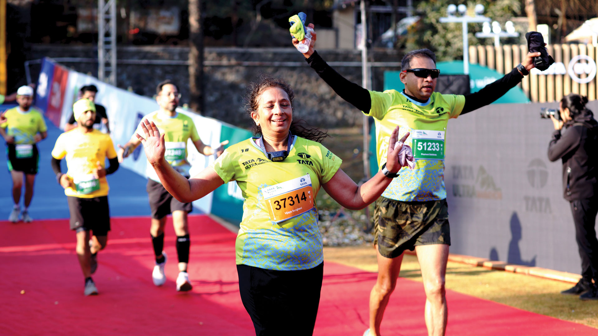 At the finishing line of the Tata Ultra marathon