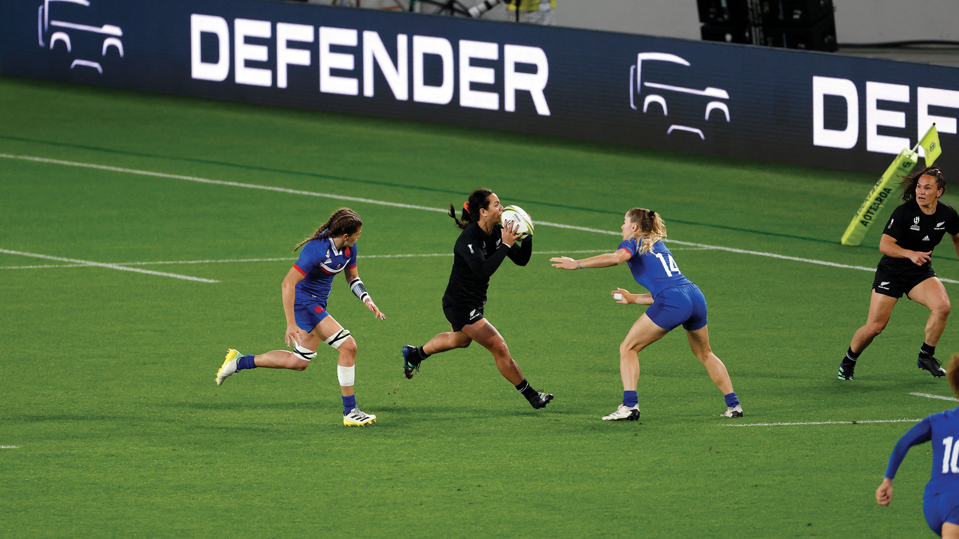 Women rugby players in action