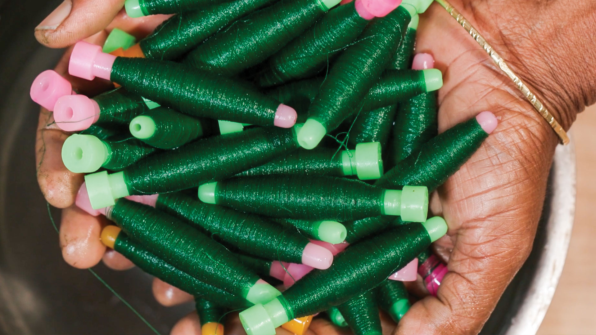 silk thread on bobins