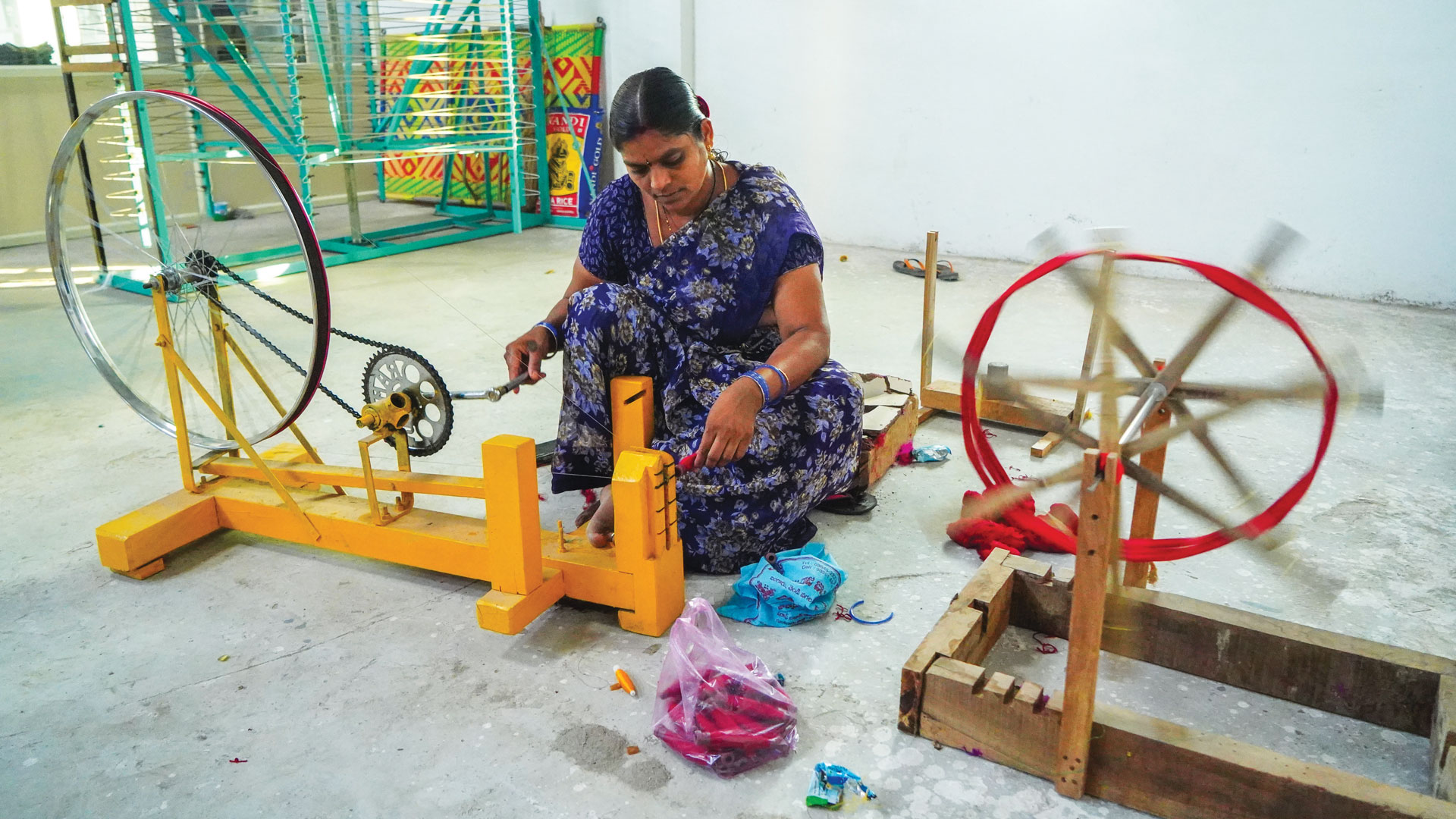A set of purple thread bobbins